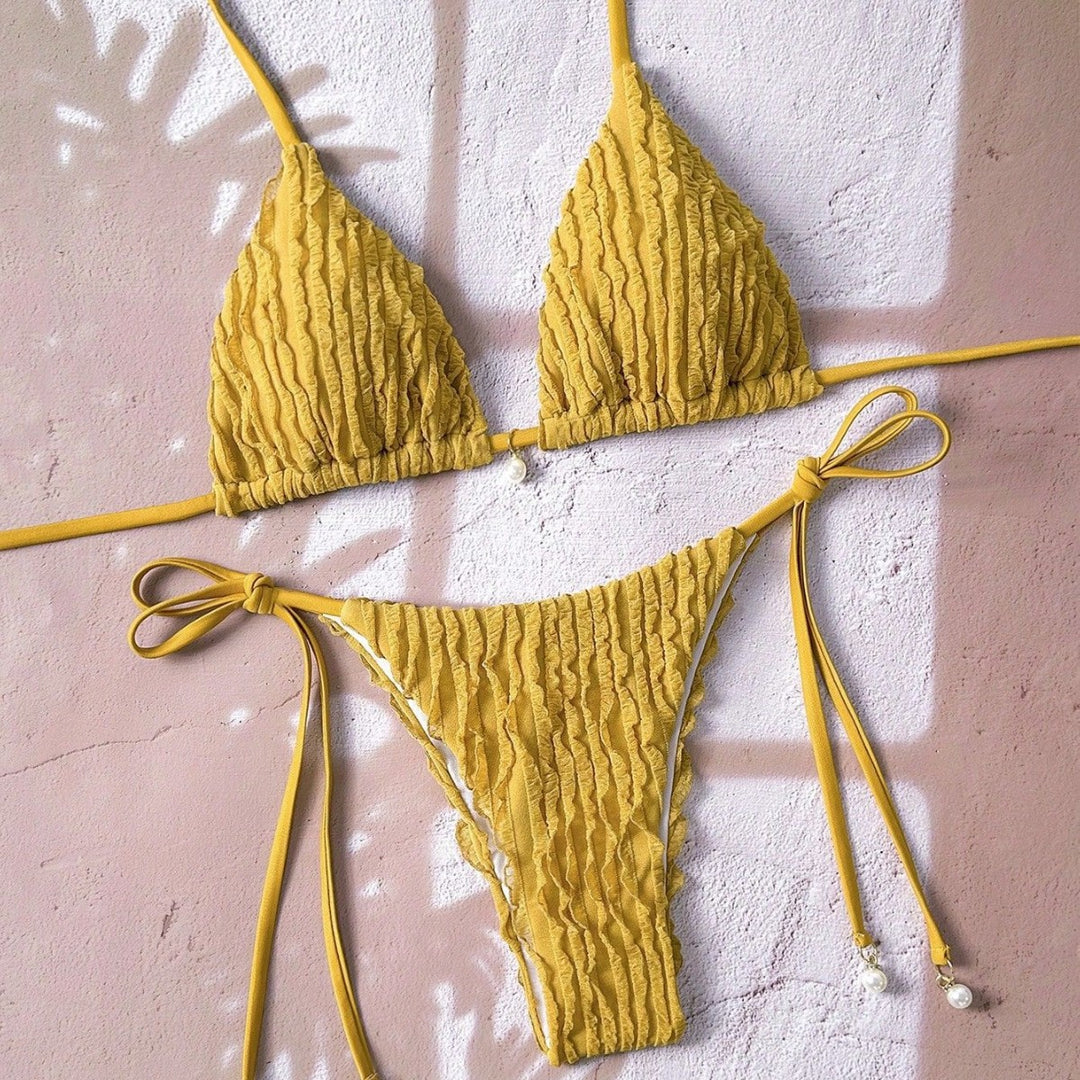 Damen Triangel-Bikini mit strukturierter Textur Echo Archiv