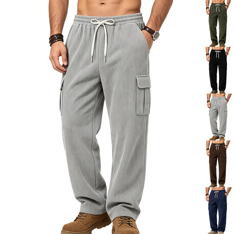Herren Lässige Cord-Cargo-Hose mit elastischem Bund und Kordelzug Echoarchiv