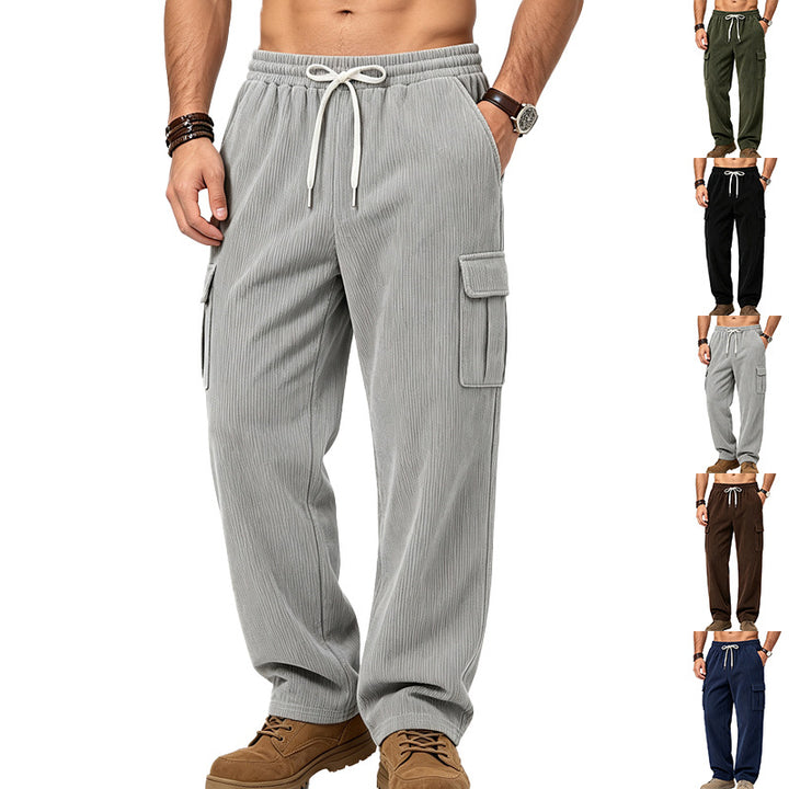 Herren Lässige Cord-Cargo-Hose mit elastischem Bund und Kordelzug Echoarchiv