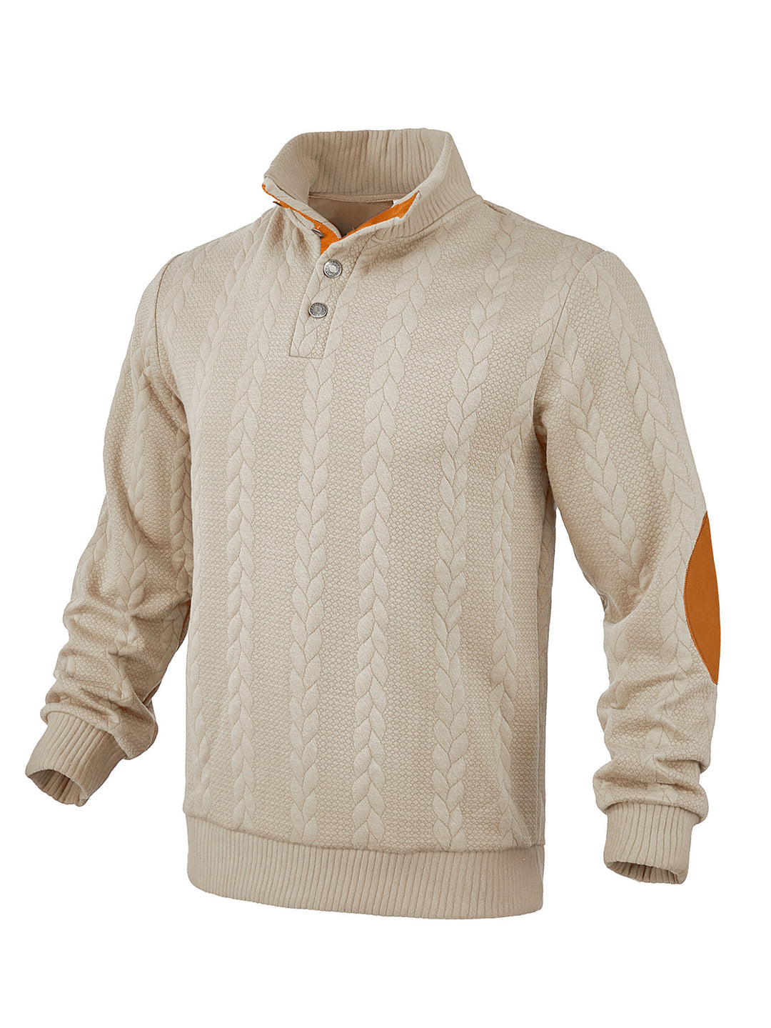 Herren Pullover mit strukturierter Oberfläche und modischen Lederakzenten Echoarchiv