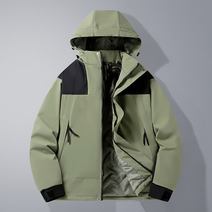 Herren Softshell-Isolationsjacke mit Kapuze, Kontrastbesatz und verstellbaren Klettverschluss-Manschetten – Taviero