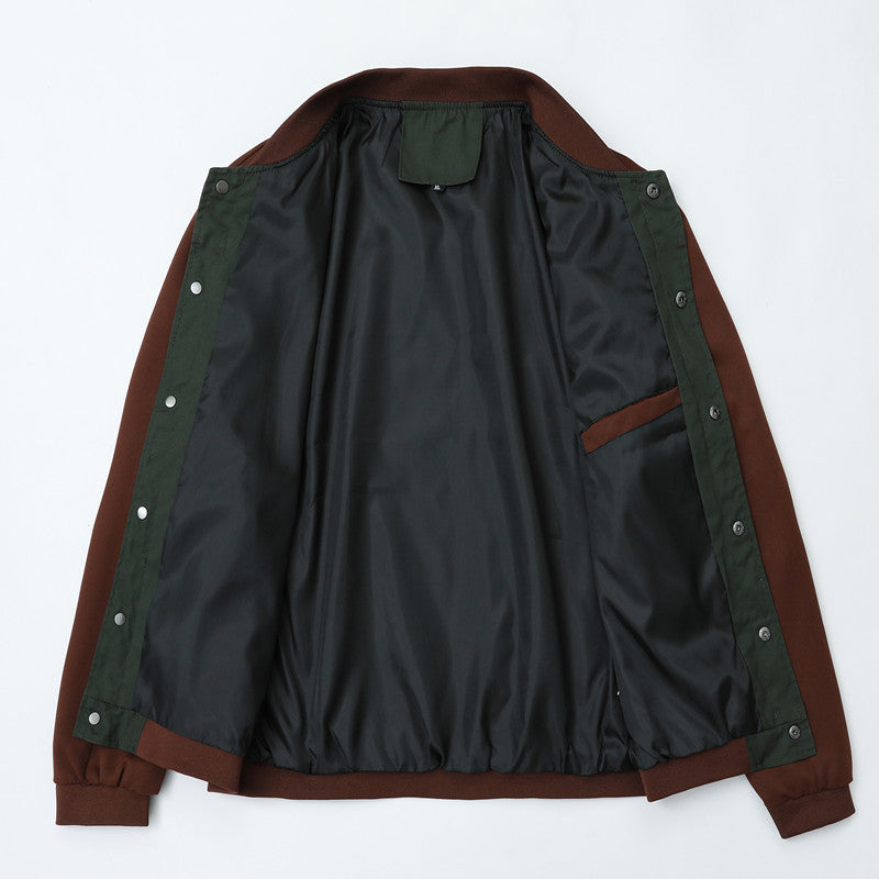 Herren sportlich-elegante Collegejacke mit Druckknopfleiste und kontrastierenden Einsätzen Echoarchiv