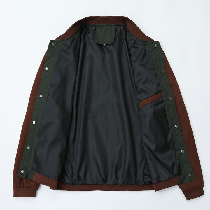 Herren sportlich-elegante Collegejacke mit Druckknopfleiste und kontrastierenden Einsätzen Echoarchiv