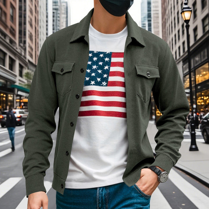 Herren lässige Oberhemdjacke mit funktionalen Taschen und strukturiertem Design Echoarchiv