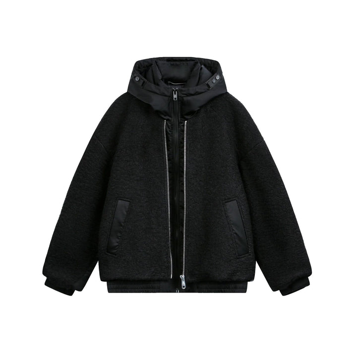 Damen Oversize Wollmix Bomberjacke mit gesteppter Kapuze Echoarchiv