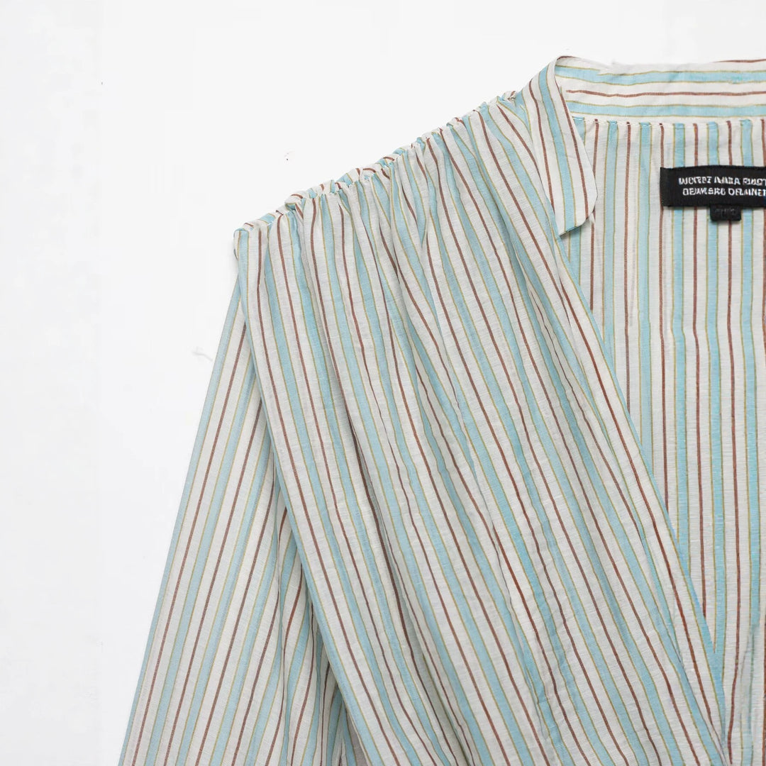 Damen Gestreifte Cropped-Bluse mit tiefem V-Ausschnitt und geraffter Unterbrustnaht Echo Archiv