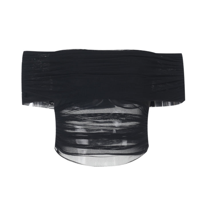 Damen Off-Shoulder Crop-Top mit Raffungen Echo Archiv