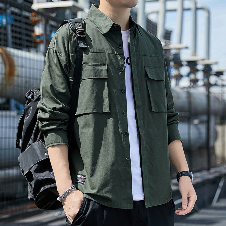 Herren Lässiges Overshirt im Utility‑Look mit Brustklappen und Hemdkragen – Taviero