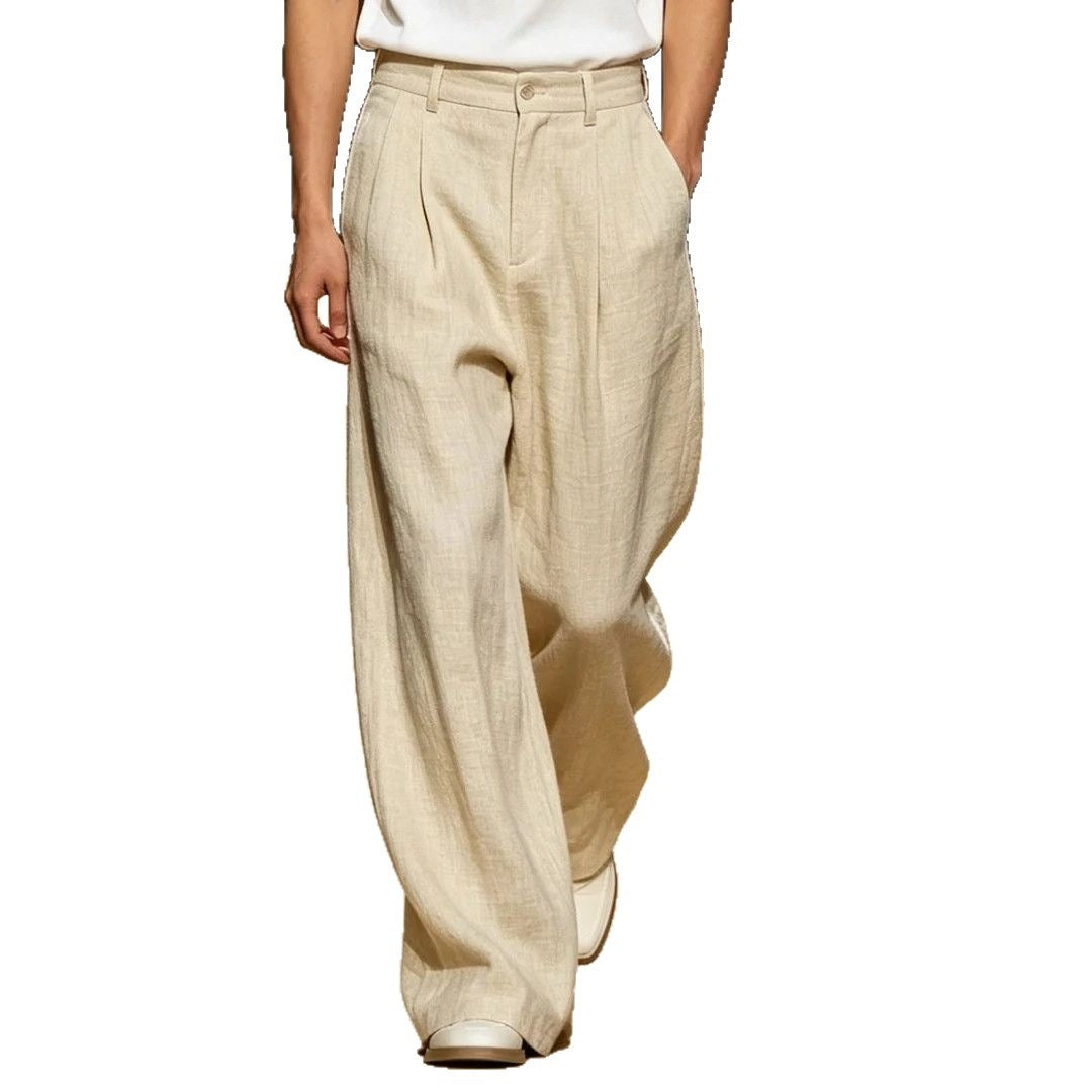 Herren Bequeme und lässige Leinen-Relaxed Fit Hose Echo Archiv