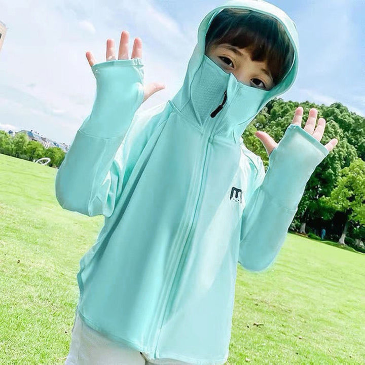 Unisex nan UV-Schutz Kapuzenjacke für Kinder mit integrierter Gesichtsmaske und Daumenlöchern  Echo Archiv