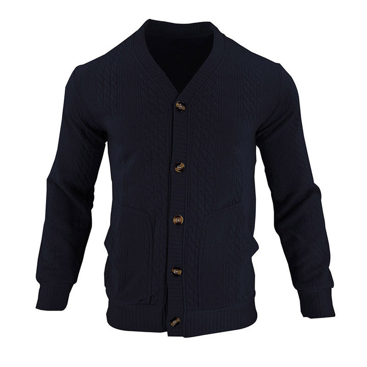 Herren Strickjacke mit hochwertigem Strukturmuster und modernen Knöpfen Echoarchiv