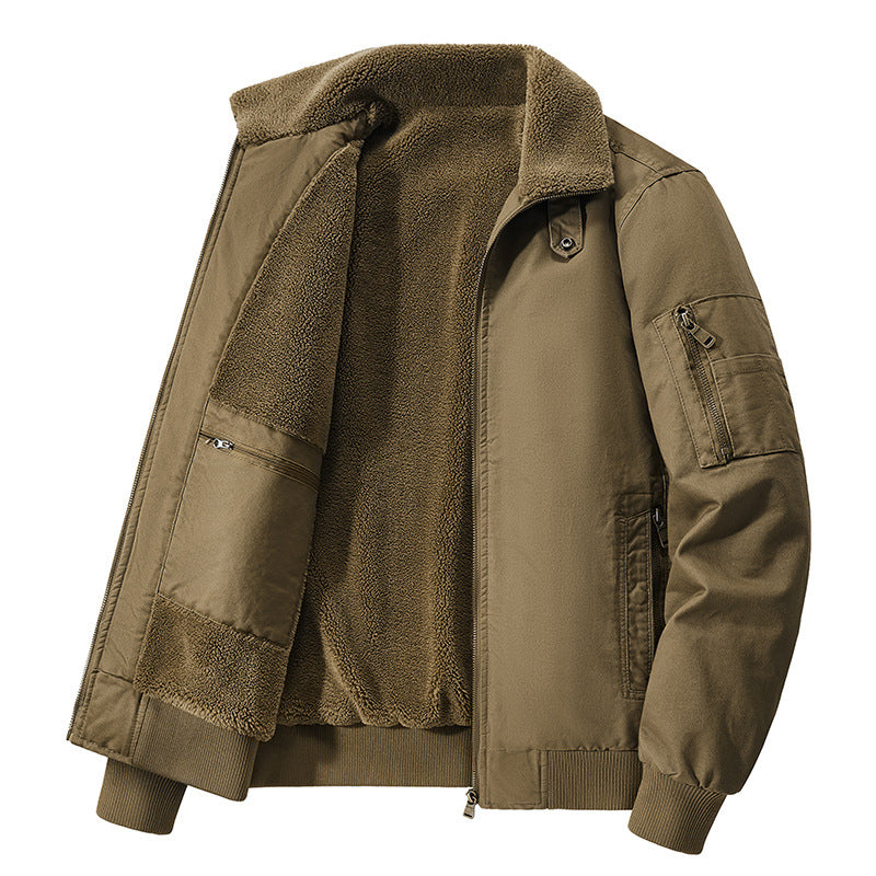 Men's thermal sherpa-lined utility bomber jacket with inner zip stash pocket – Brevano