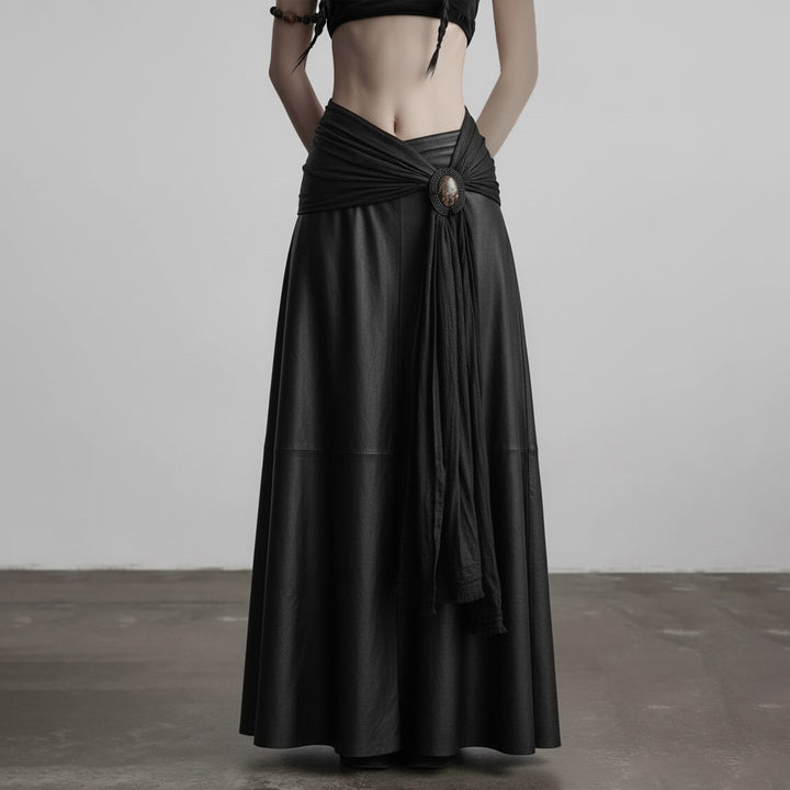 Damen eleganter Satin-Abendrock mit raffinierten Rüschen und Spitzenakzenten Echo Archiv