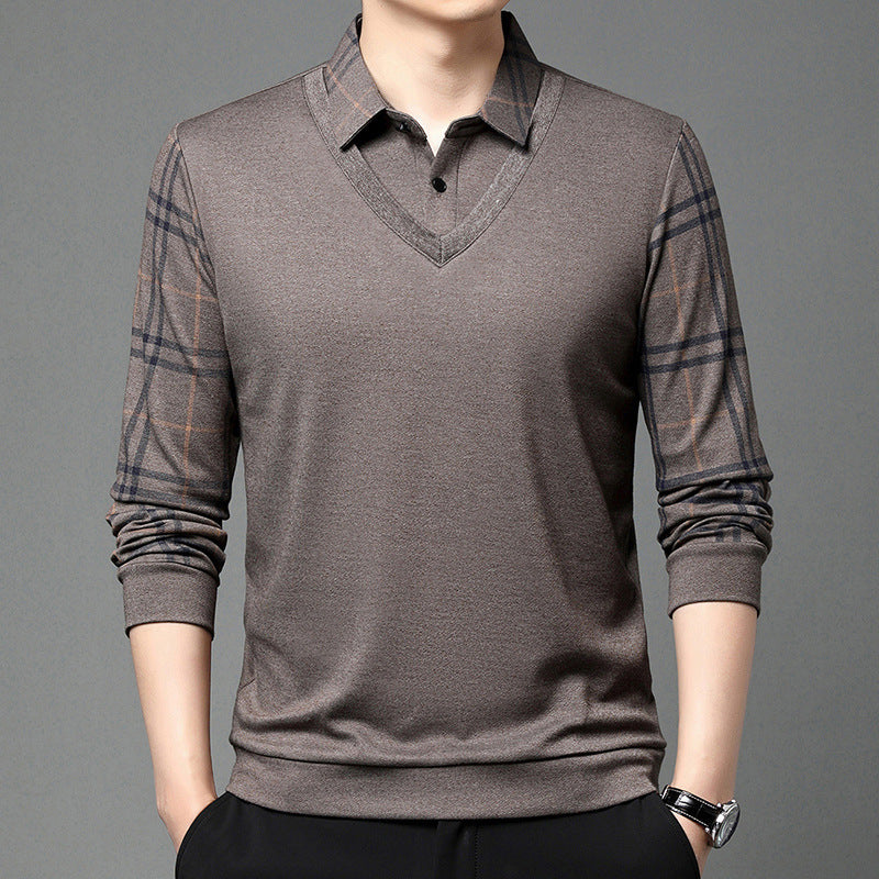 Herren eleganter V-Ausschnitt Pullover mit strukturiertem Kragen und modernem Design Echoarchiv