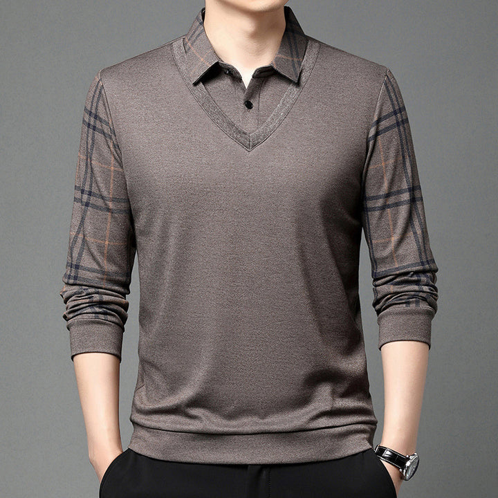 Herren eleganter V-Ausschnitt Pullover mit strukturiertem Kragen und modernem Design Echoarchiv