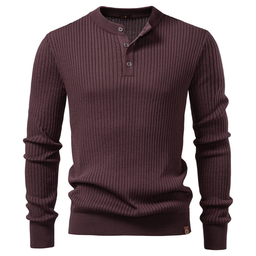 Herren Strickpullover mit feinem Rippenmuster und modischem Knopfdetail Echoarchiv