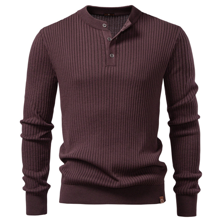 Herren Strickpullover mit feinem Rippenmuster und modischem Knopfdetail Echoarchiv