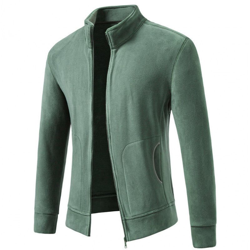 Herren Slim-Fit Fleecejacke mit Stehkragen, durchgehendem Reißverschluss und Eingrifftaschen Echo Archiv