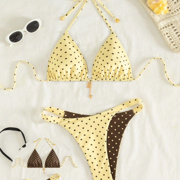 Damen Triangel-Bikini mit besonders feinem Pünktchenmuster und verstellbaren Trägern Echo Archiv