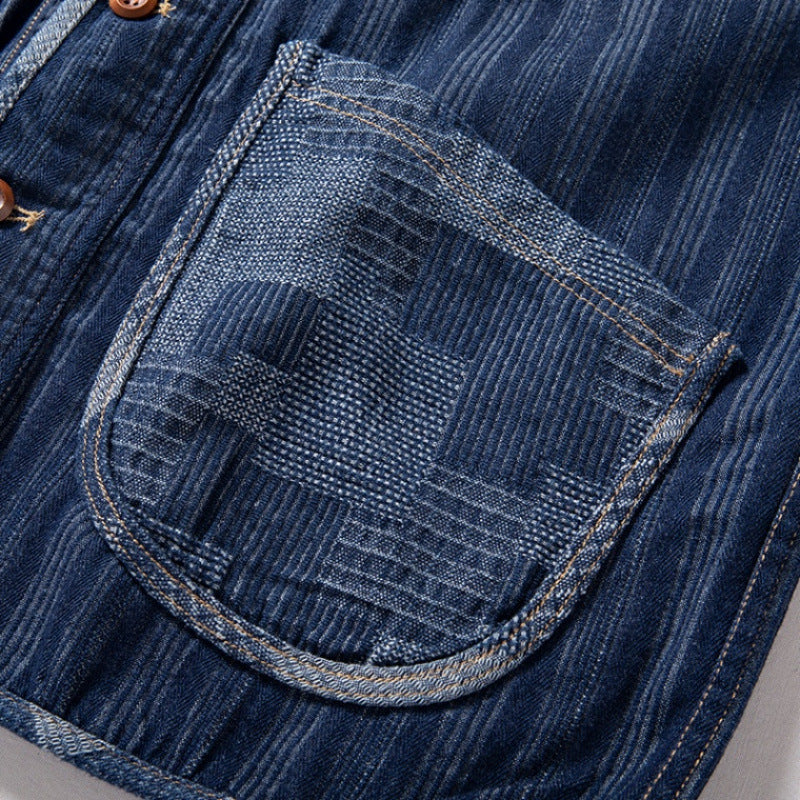 Herren Ärmellose Denim‑Weste im Workwear‑Look mit großformatigen aufgesetzten Taschen Echoarchiv