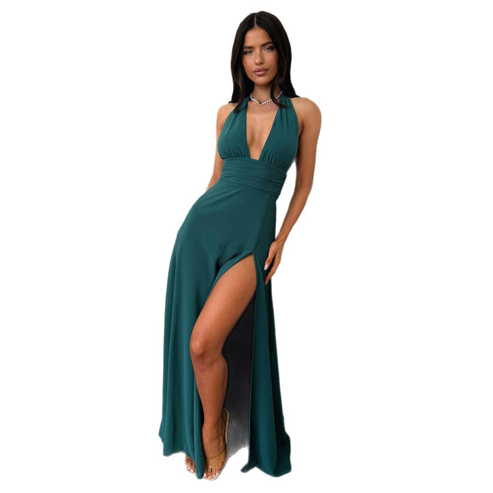 Damen Maxi Kleid mit tiefem V-Ausschnitt und hohem Beinschlitz Echo Archiv