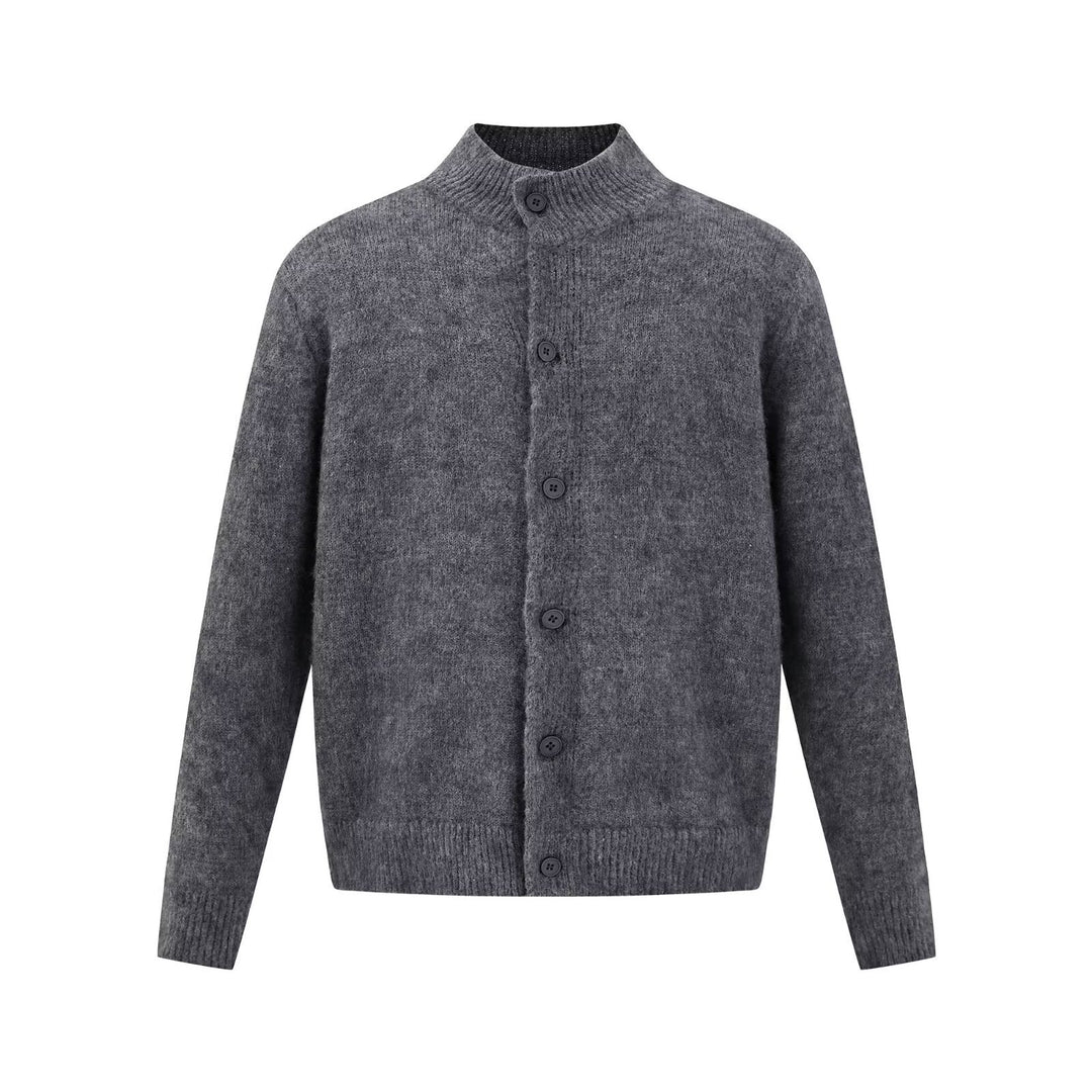 Herren Bequeme Strickjacke mit hohem Kragen und Knopfleiste Echoarchiv
