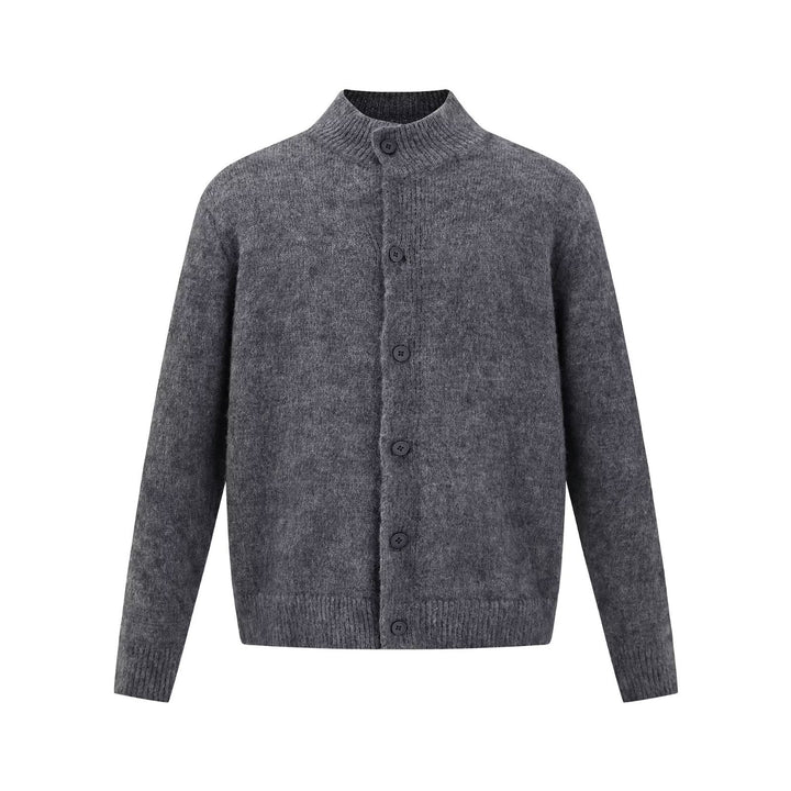 Herren Bequeme Strickjacke mit hohem Kragen und Knopfleiste Echoarchiv
