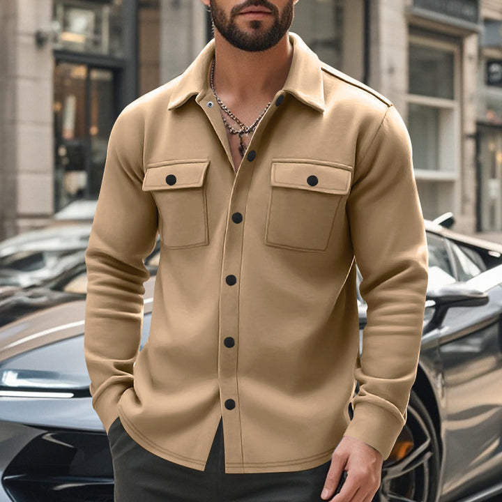 Herren Overhemdjacke mit zwei aufgesetzten Taschen und strukturiertem Stoff Echoarchiv