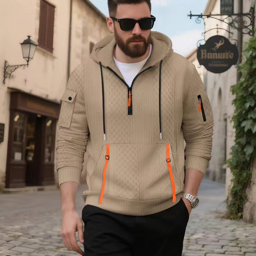 Herren stylischer Kapuzenpullover mit strukturiertem Design und praktischen Taschen Echoarchiv