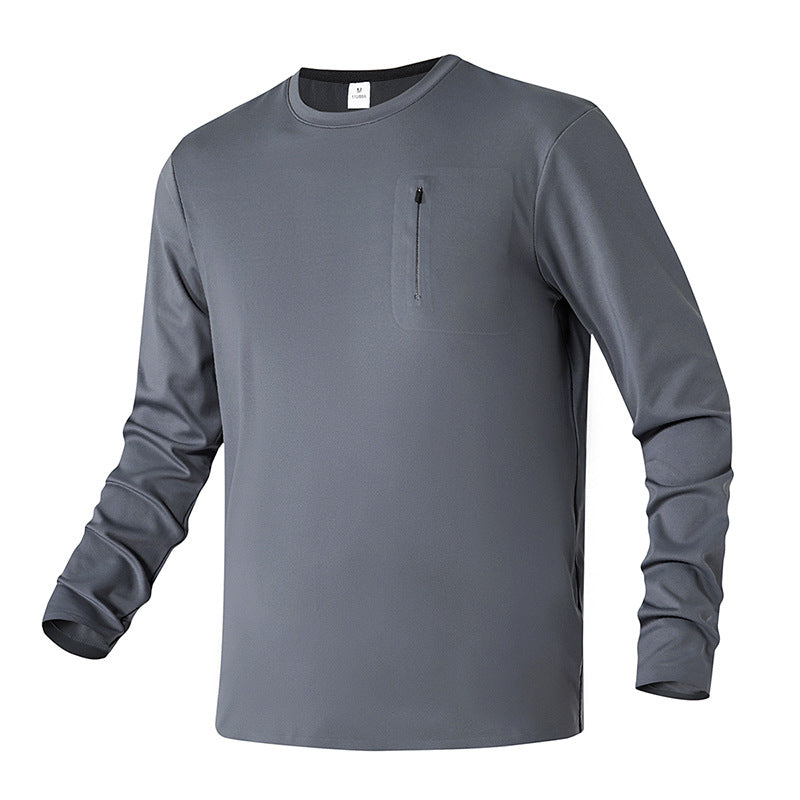 Herren Langarm Funktionsshirt mit feuchtigkeitsableitendem Material und Reißverschlusstasche Echoarchiv