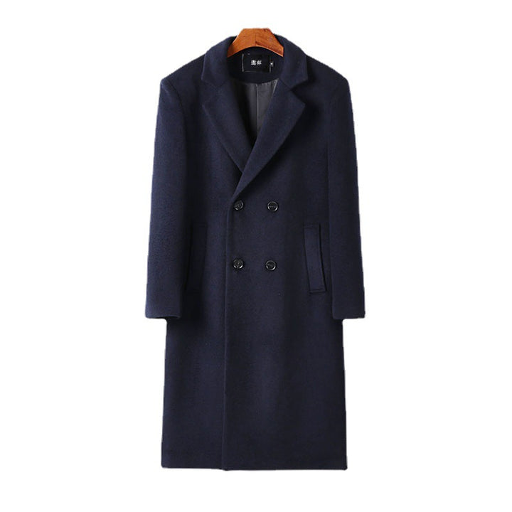 Herren Eleganter Wollmix-Longcoat mit Doppelreihe und fallendem Revers Echoarchiv