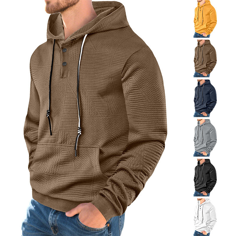 Herren Kapuzenpullover mit strukturierter Oberfläche und Knopfleiste Echoarchiv