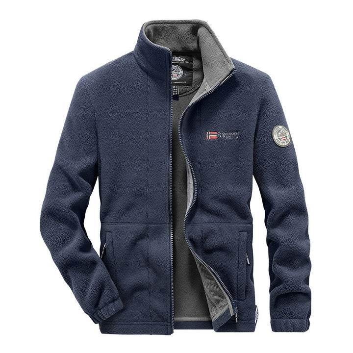 Herren Fleece-Outdoorjacke mit durchgehendem Reißverschluss, Stehkragen und Reißverschlusstaschen Echo Archiv