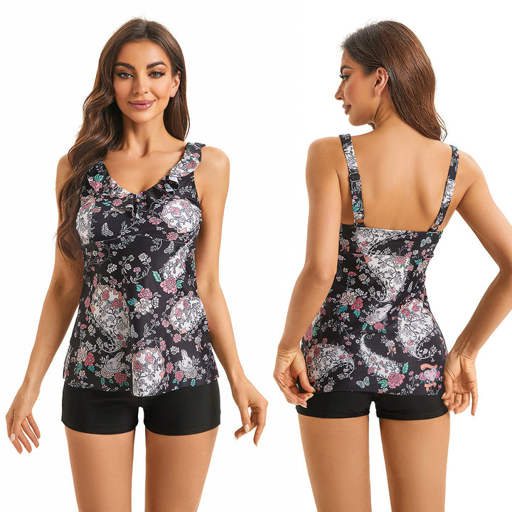 Damen Tankini mit floralem Rüschendesign und Shorts Echo Archiv