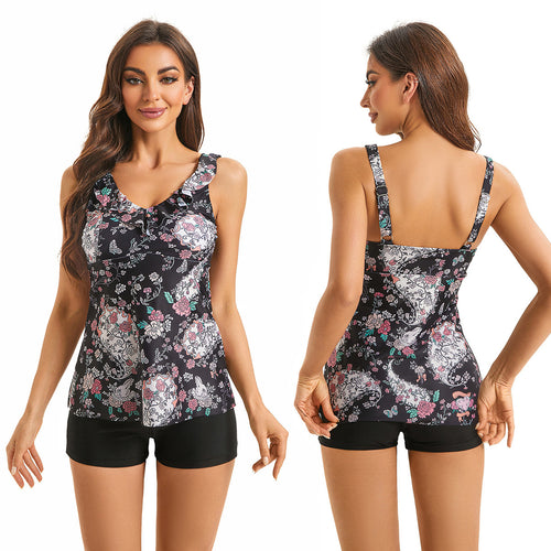 Damen Tankini mit floralem Rüschendesign und Shorts Echo Archiv