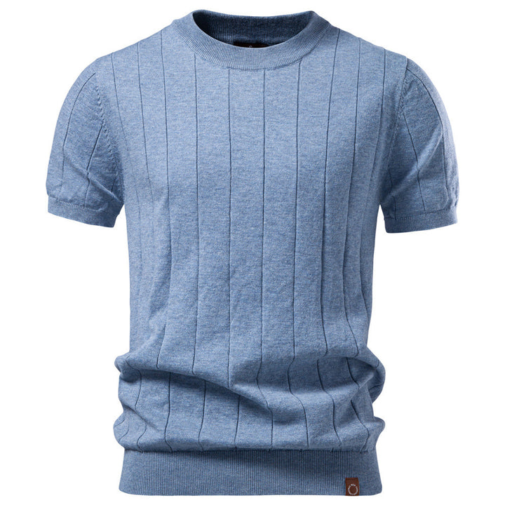 Herren nan leichter Kurzarm-Strickpullover mit feiner Rippenstruktur und Rundhalsausschnitt Echo Archiv