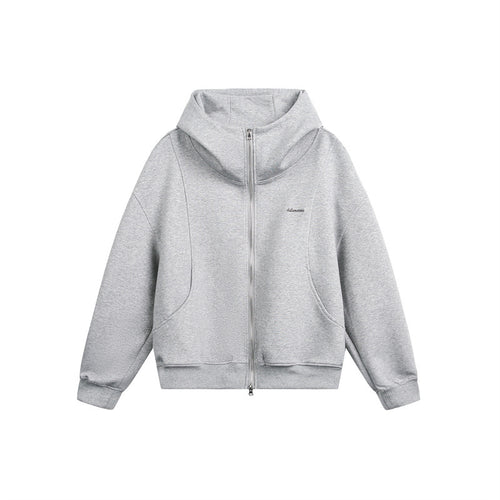Damen Locker geschnittene Reißverschluss-Hoodie mit hohem Funnelkragen und Zwei-Wege-Funktion Echoarchiv