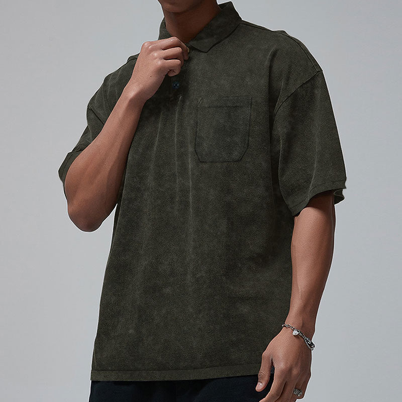 Herren lässiges Poloshirt mit strukturiertem Design und Brusttasche Echoarchiv