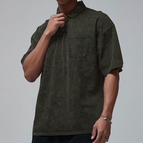 Herren lässiges Poloshirt mit strukturiertem Design und Brusttasche Echoarchiv