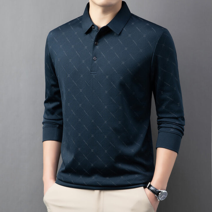 Herren Langarm Poloshirt mit innovativem Muster und atmungsaktiven Eigenschaften Echoarchiv