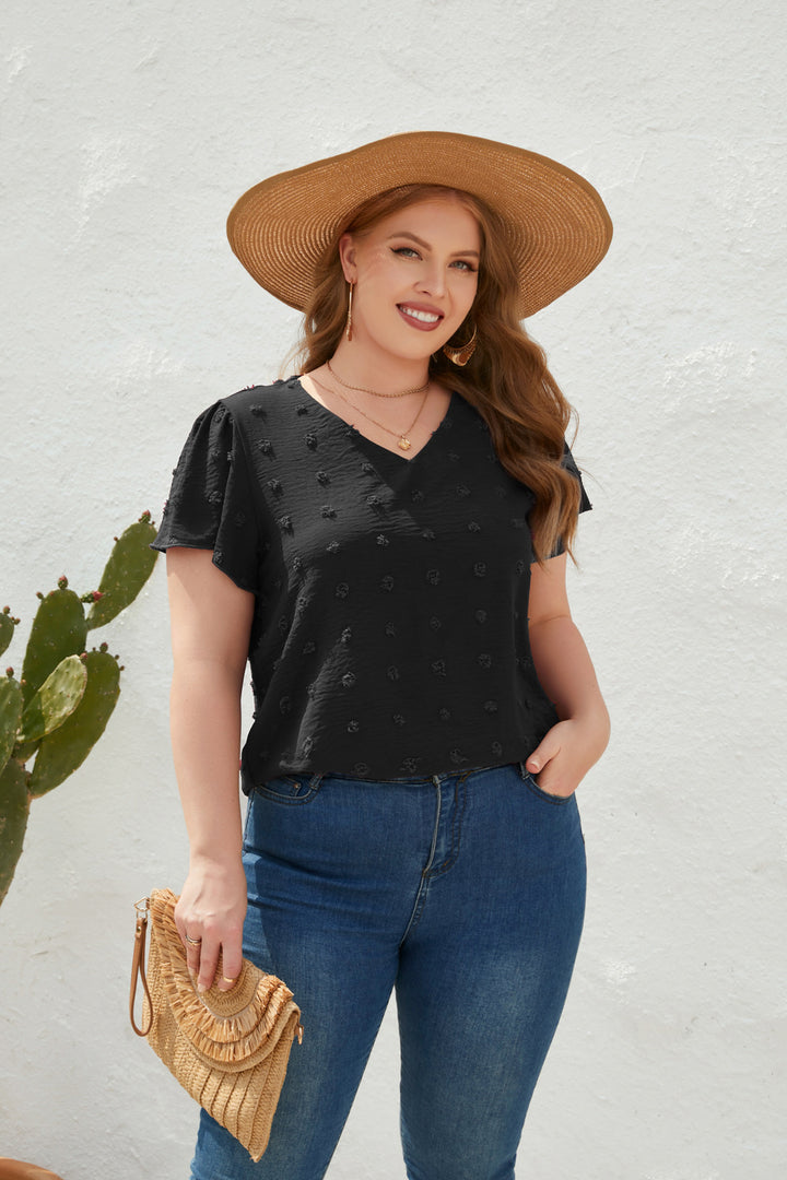 Damen Leichtes V-Ausschnitt T-Shirt mit strukturiertem Design Echo Archiv