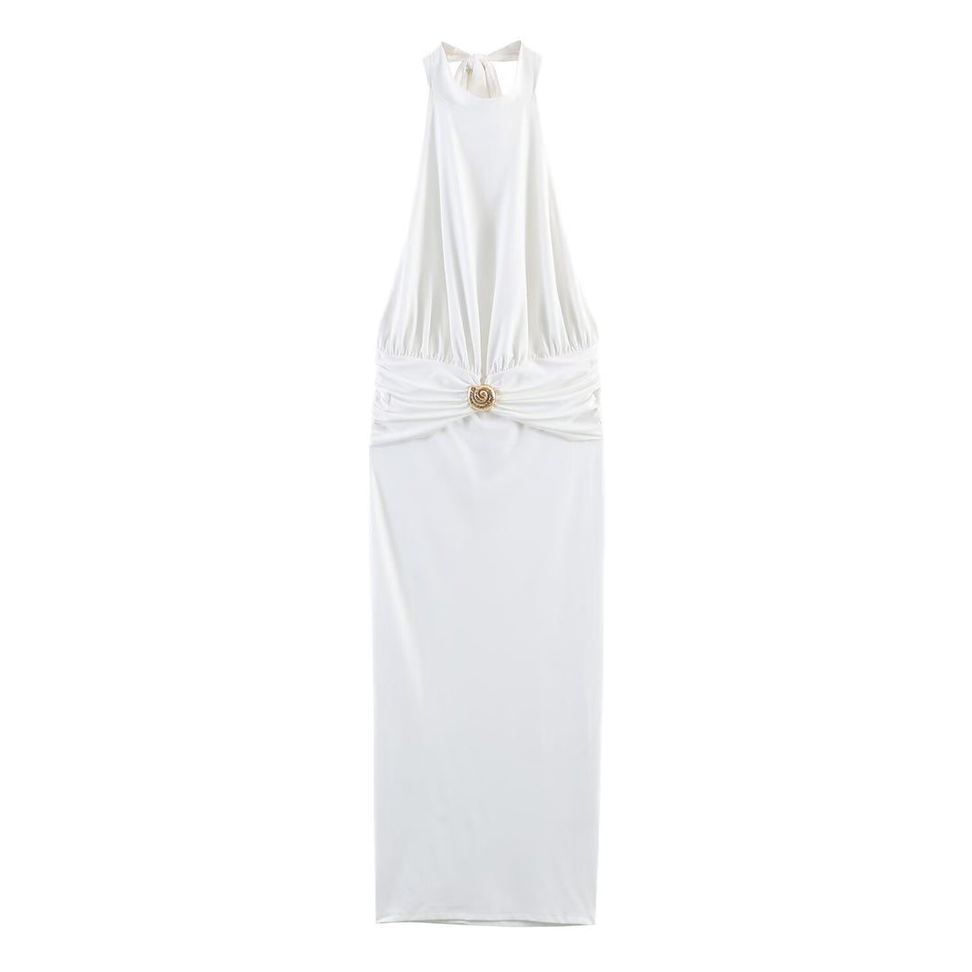 Damen Maxikleid mit schickem Halterneck und dekorativer Drapierung Echo Archiv
