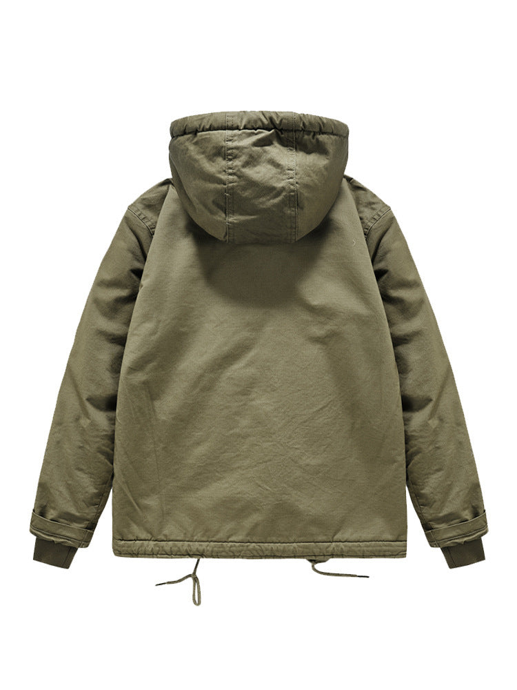 Herren Kurzparka mit Teddyfutter, Kapuze und Zwei-Wege-Reißverschluss – Taviero