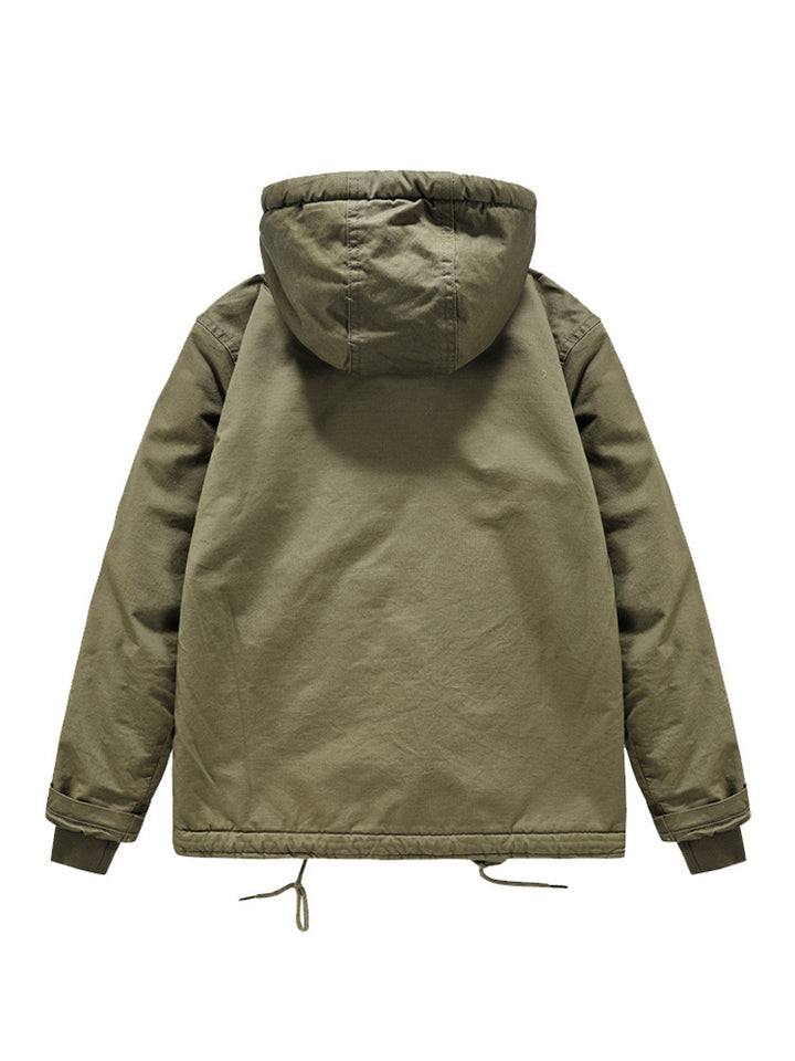 Herren Kurzparka mit Teddyfutter, Kapuze und Zwei-Wege-Reißverschluss – Taviero