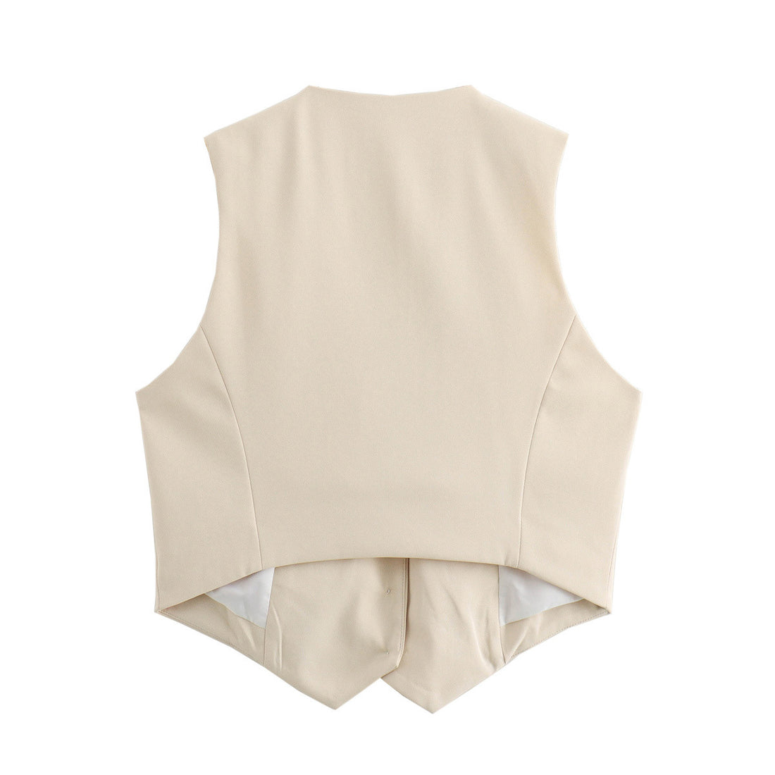 Damen elegante taillierte Business-Weste mit spitzem Saum, V-Ausschnitt und Leistentaschen – Célinea