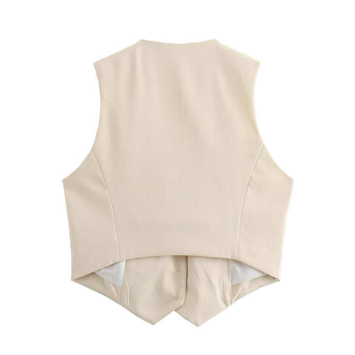 Damen nan elegante taillierte Business-Weste mit spitzem Saum, V-Ausschnitt und Leistentaschen Echo Archiv