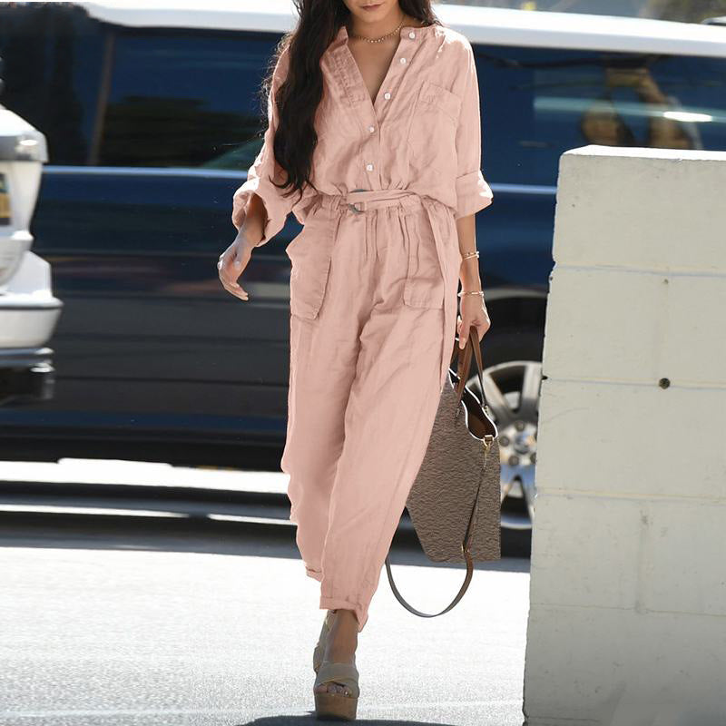 Echoarchiv | Damen Utility Jumpsuit mit Langen Ärmeln und Taschen