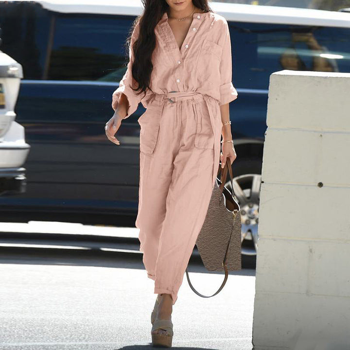 Echoarchiv | Damen Utility Jumpsuit mit Langen Ärmeln und Taschen