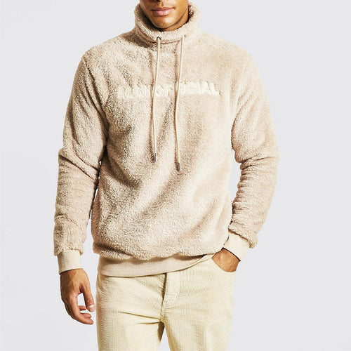 Herren gemütlicher Fleece-Pullover mit hohem Kragen und Kordelzug Echoarchiv