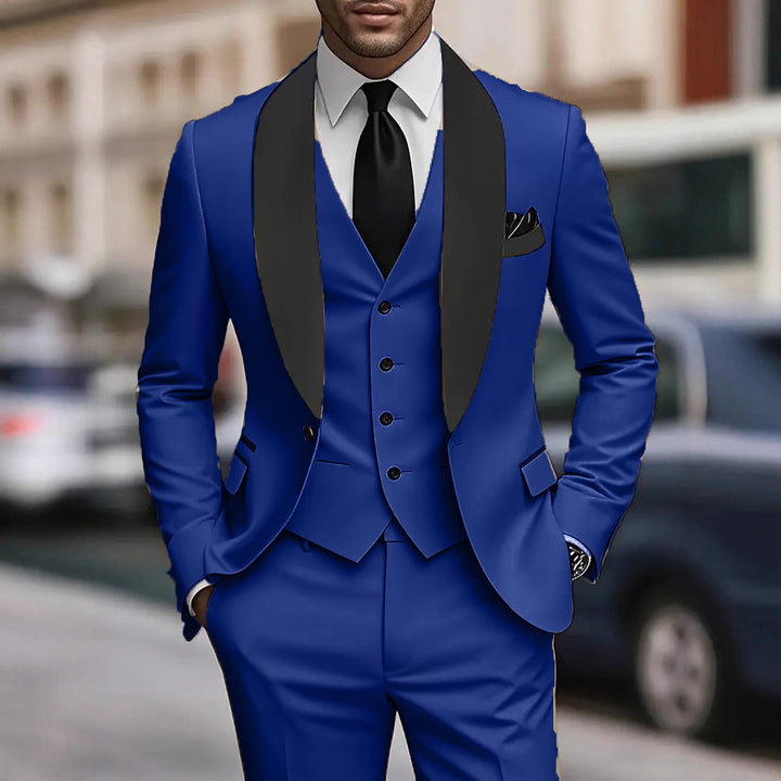 Herren elegantes dreiteiliges Anzugset mit satinierter Weste Echoarchiv